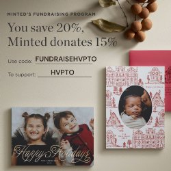 Minted\'s Fundraising Program - You save 20%, Minted donates 15%. Use code: FUNDRAISEHVPTO to support HVPTO
